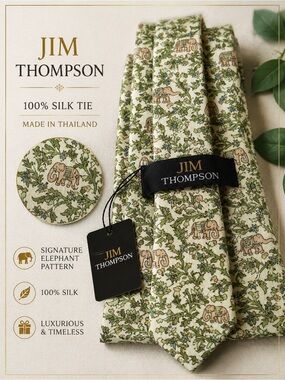 Jim Thompson Silk Elephant Print Tie